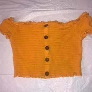 Off the shoulder, cropped shirt